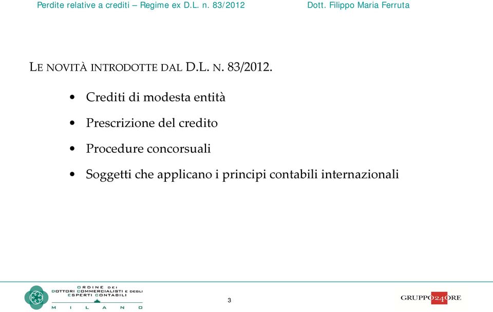 credito Procedure concorsuali Soggetti che