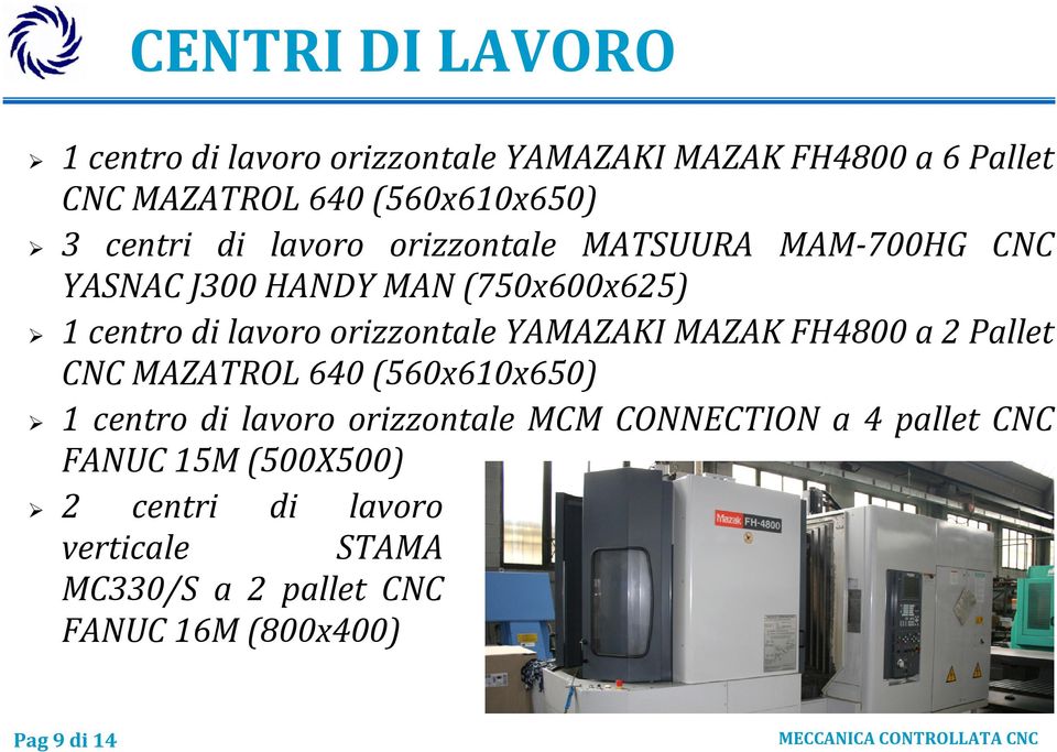 orizzontale YAMAZAKI MAZAK FH4800 a 2 Pallet CNC MAZATROL 640 (560x610x650) 1 centro di lavoro orizzontale MCM