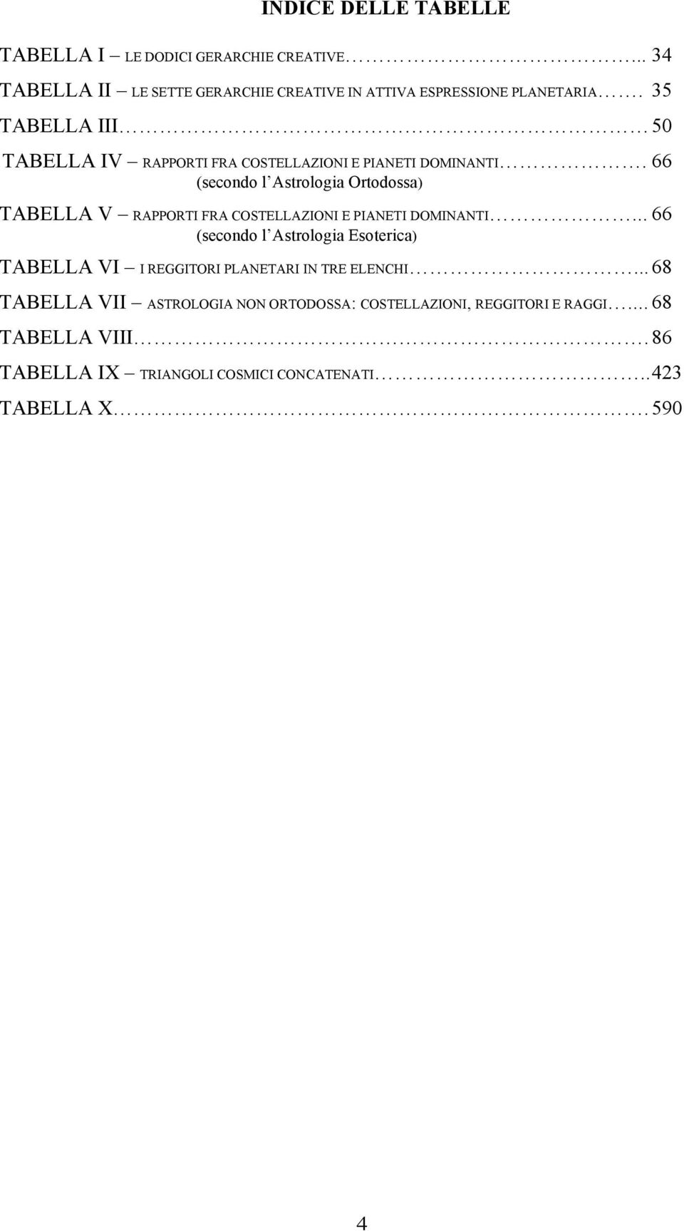 66 (secondo l Astrologia Ortodossa) TABELLA V RAPPORTI FRA COSTELLAZIONI E PIANETI DOMINANTI.