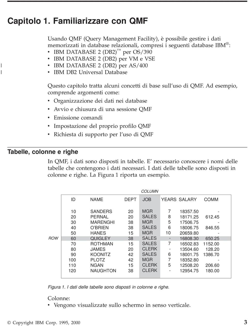 IBM DATABASE 2 (DB2) per VM e VSE v IBM DATABASE 2 (DB2) per AS/400 v IBM DB2 Universal Database Questo capitolo tratta alcuni concetti di base sull uso di QMF.