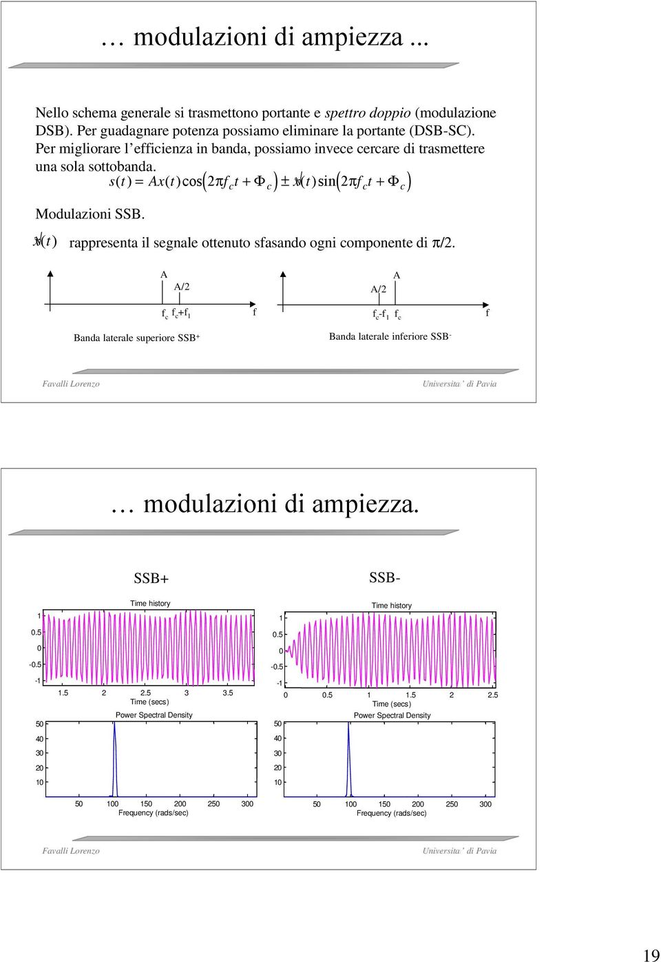 xt ( ) rappresenta il segnale ottenuto sfasando ogni componente di π/.