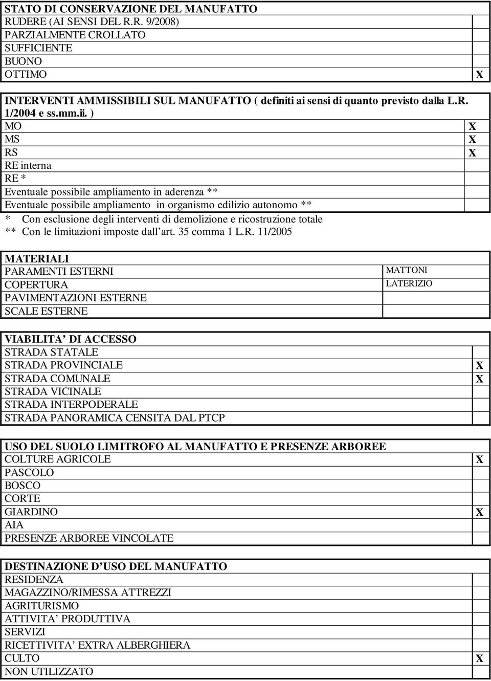 ) MO MS RS RE interna RE * Eventuale possibile ampliamento in aderenza ** Eventuale possibile ampliamento in organismo edilizio autonomo ** * Con esclusione degli interventi di demolizione e