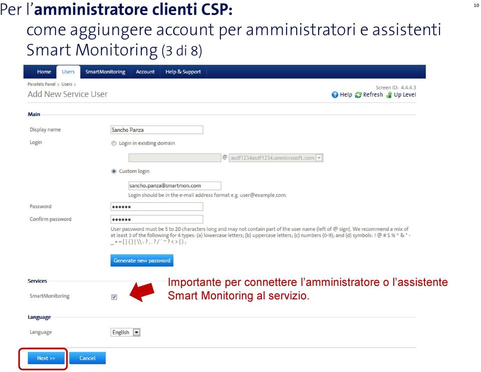 Importante per connettere l amministratore