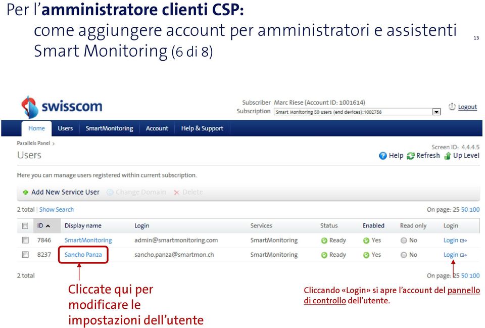 per modificare le impostazioni dell utente Cliccando