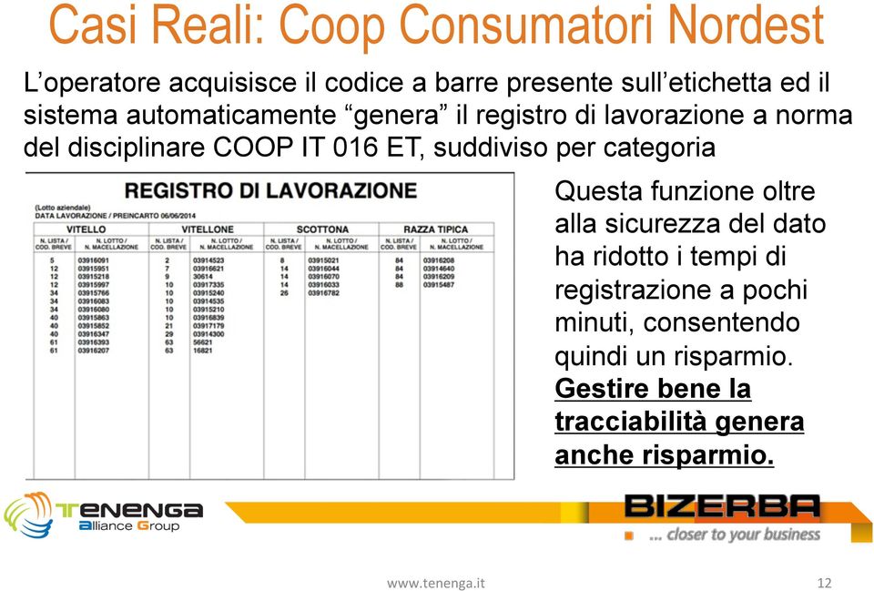 suddiviso per categoria Questa funzione oltre alla sicurezza del dato ha ridotto i tempi di