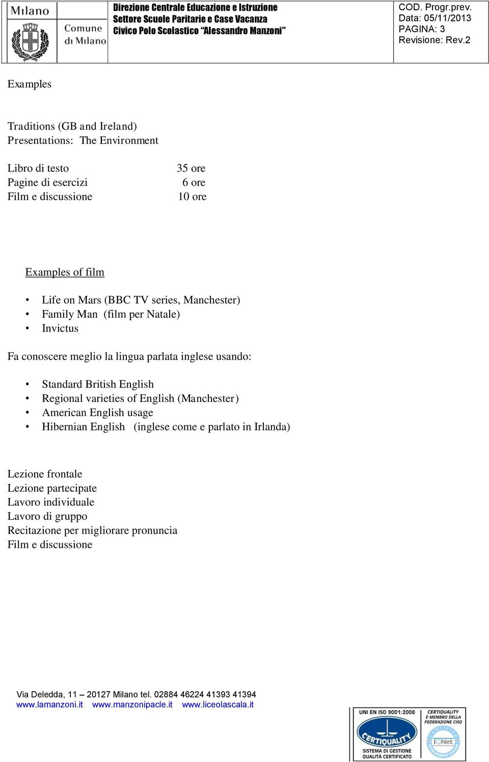 inglese usando: Standard British English Regional varieties of English (Manchester) American English usage Hibernian English (inglese come e