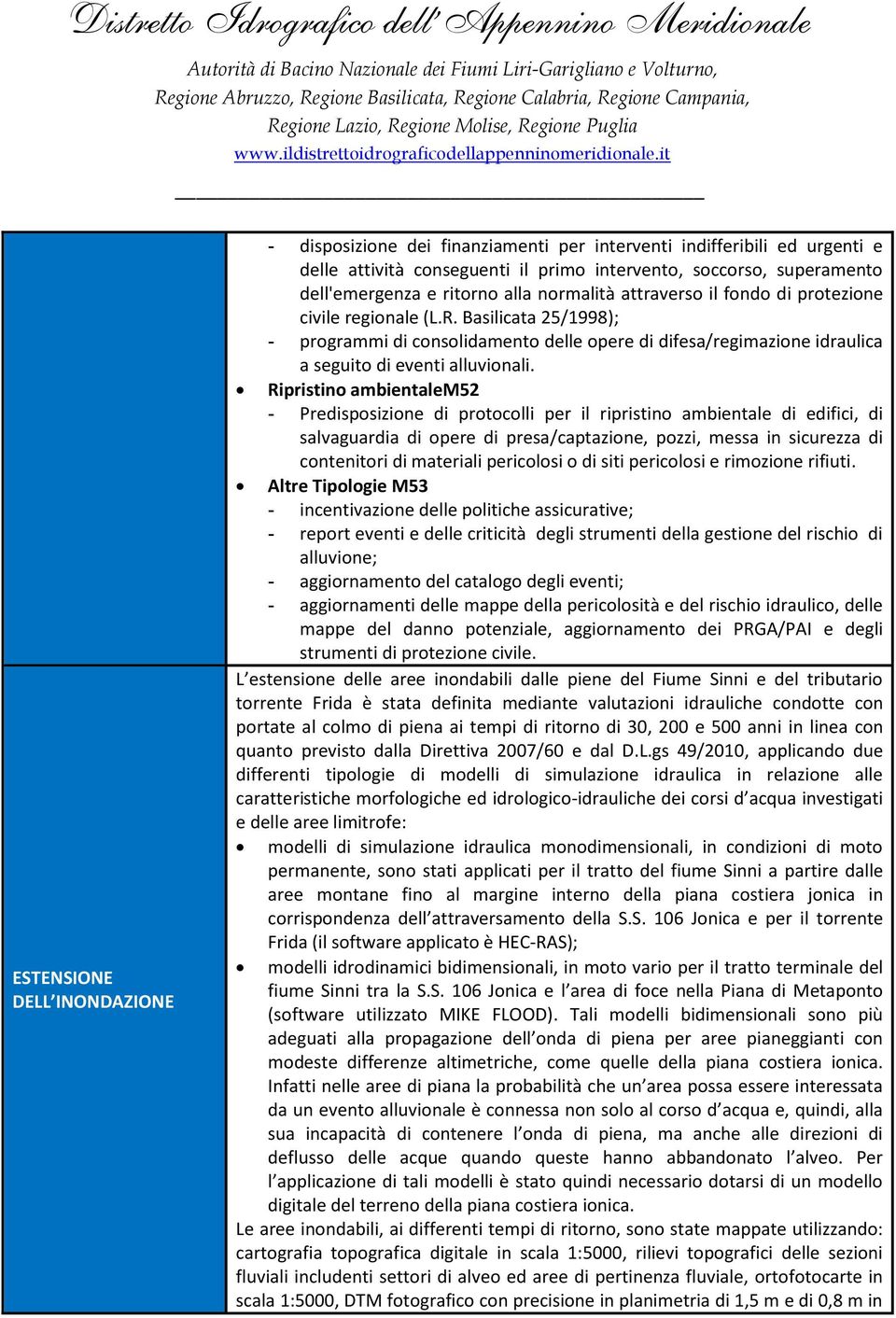 Ripristino ambientalem52 - Predisposizione di protocolli per il ripristino ambientale di edifici, di salvaguardia di opere di presa/captazione, pozzi, messa in sicurezza di contenitori di materiali