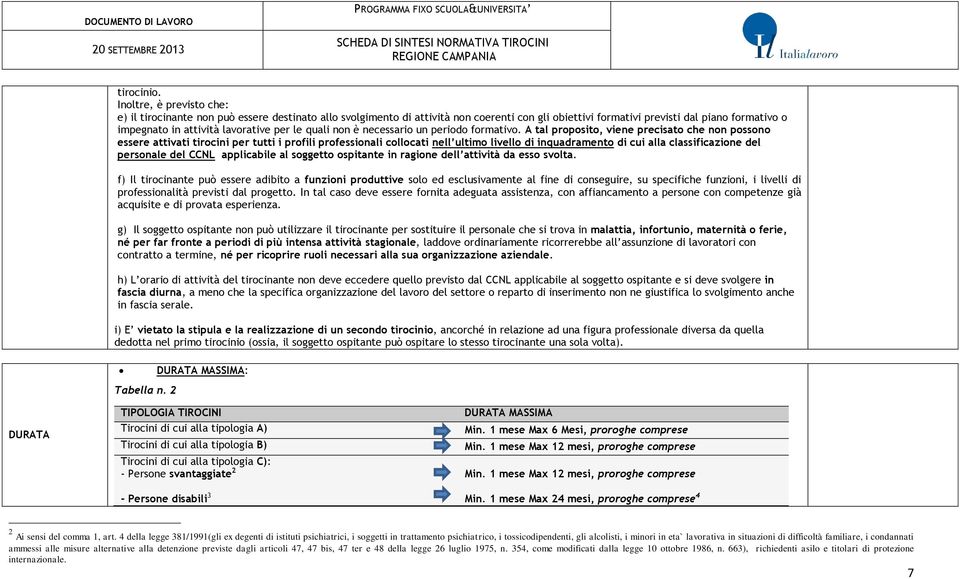 lavorative per le quali non è necessario un periodo formativo.