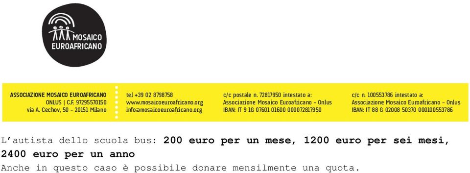 2400 euro per un anno Anche in questo