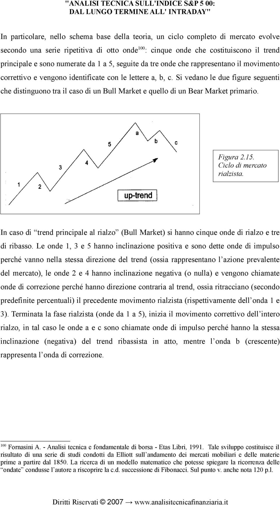 Si vedano le due figure seguenti che distinguono tra il caso di un Bull Market e quello di un Bear Market primario. Figura 2.15. Ciclo di mercato rialzista.