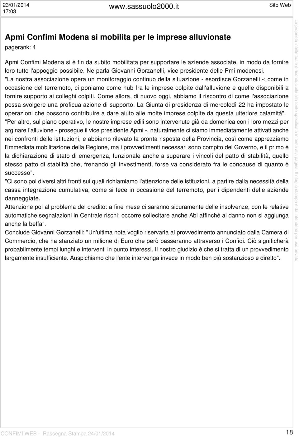 l'appoggio possibile. Ne parla Giovanni Gorzanelli, vice presidente delle Pmi modenesi.