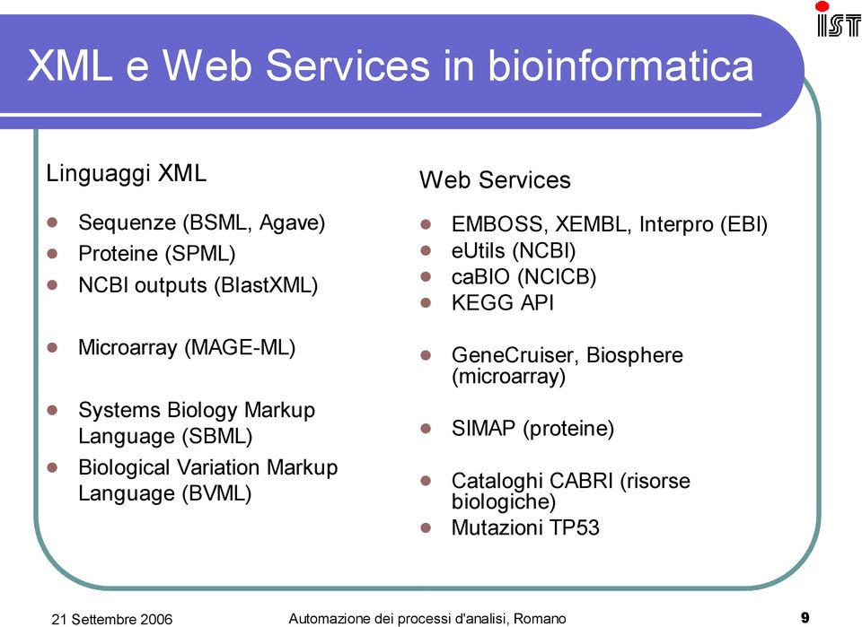 Micrarray (MAGE-ML) GeneCruiser, Bisphere (micrarray) Systems Bilgy Markup Language (SBML)