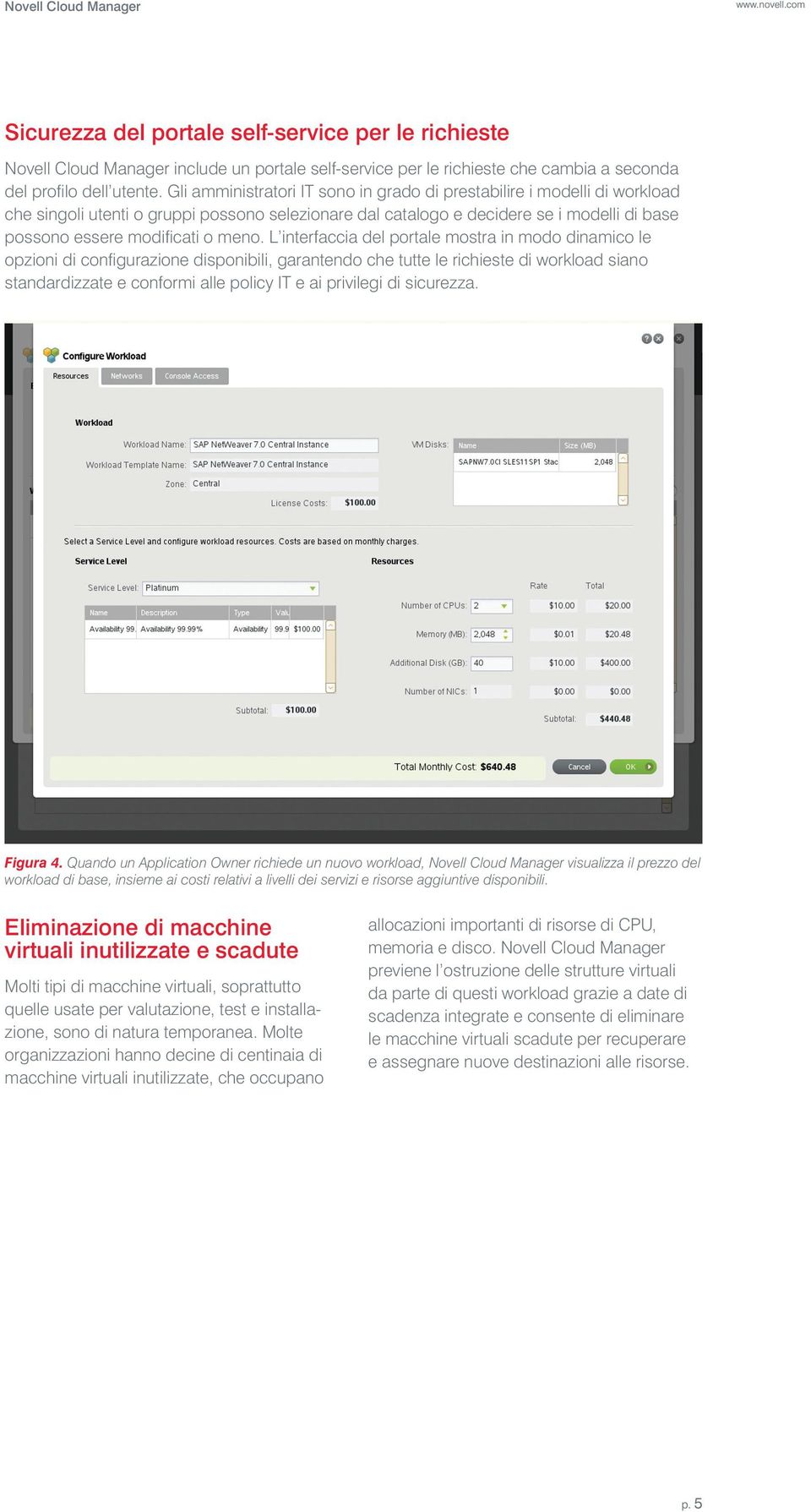 L interfaccia del portale mostra in modo dinamico le opzioni di configurazione disponibili, garantendo che tutte le richieste di workload siano standardizzate e conformi alle policy IT e ai privilegi