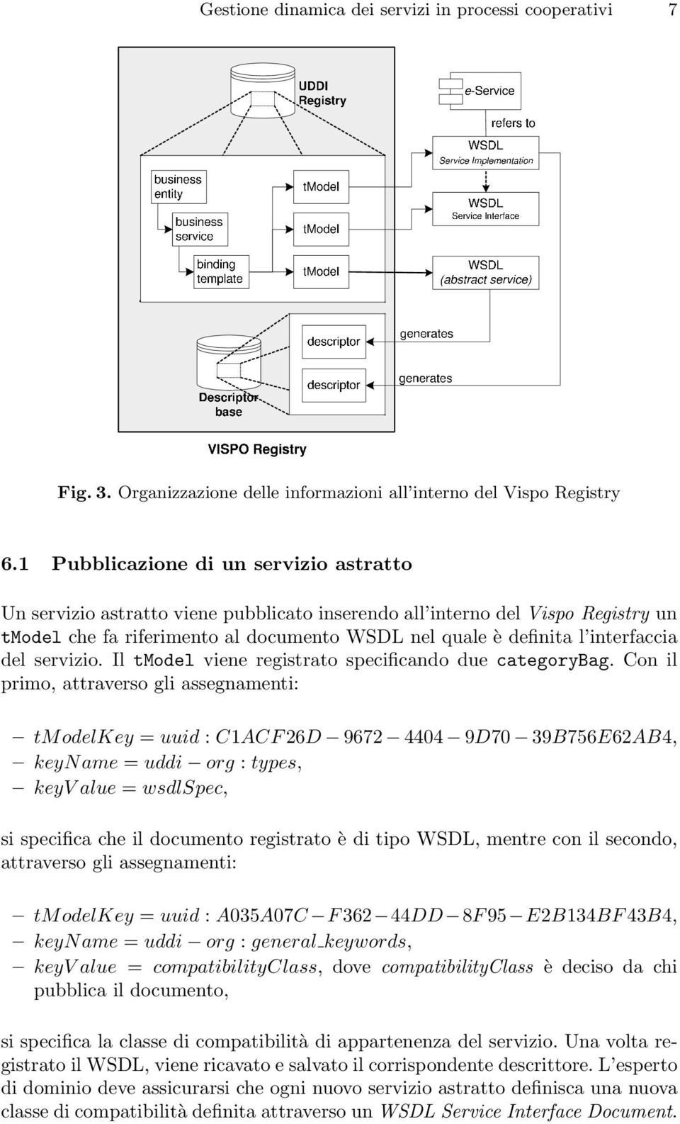 interfaccia del servizio. Il tmodel viene registrato specificando due categorybag.