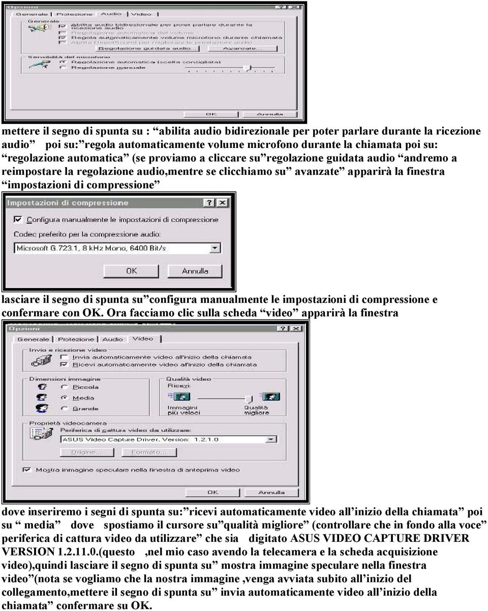 il segno di spunta su configura manualmente le impostazioni di compressione e confermare con OK.