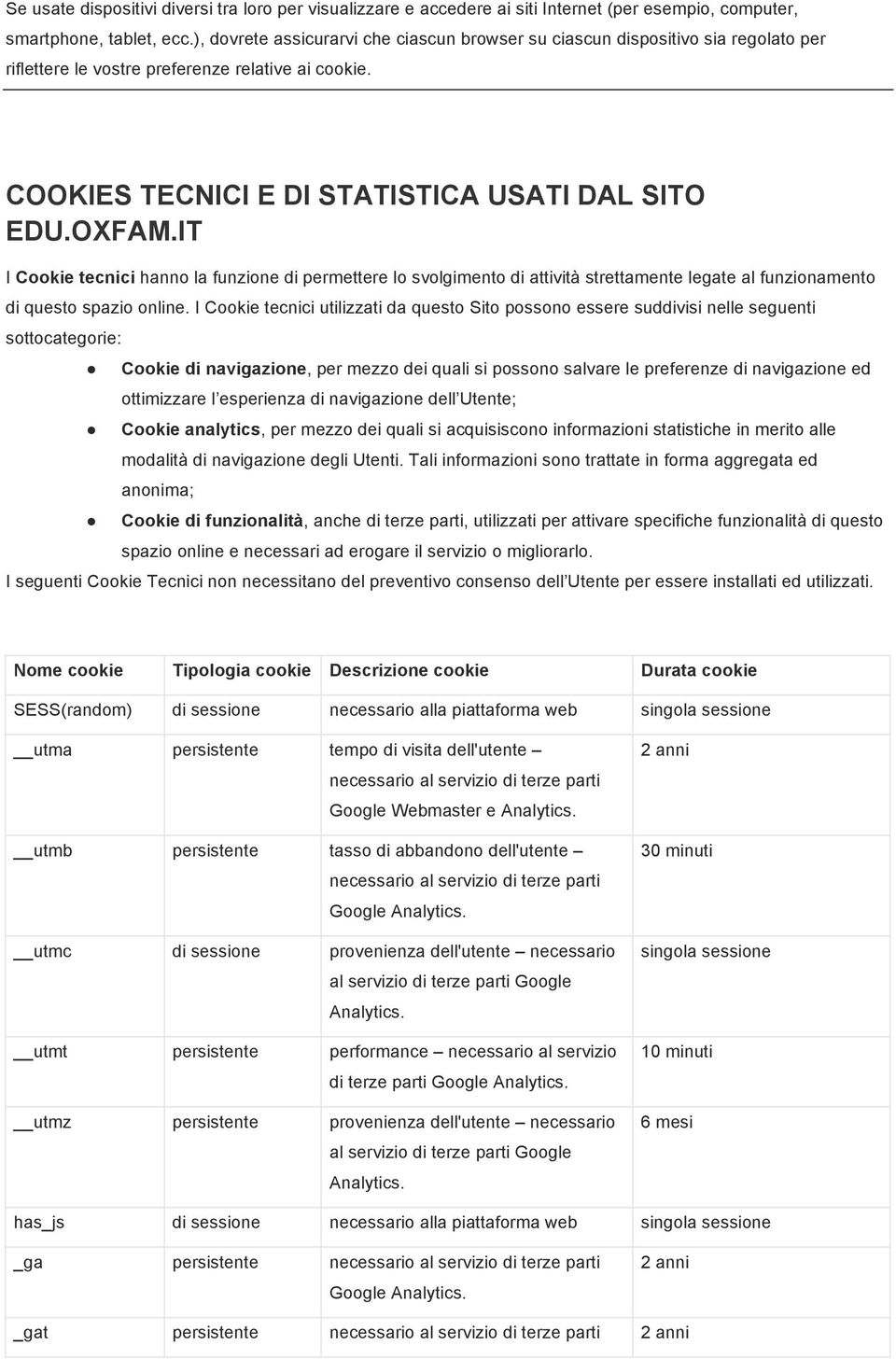 IT I Cookie tecnici hanno la funzione di permettere lo svolgimento di attività strettamente legate al funzionamento di questo spazio online.