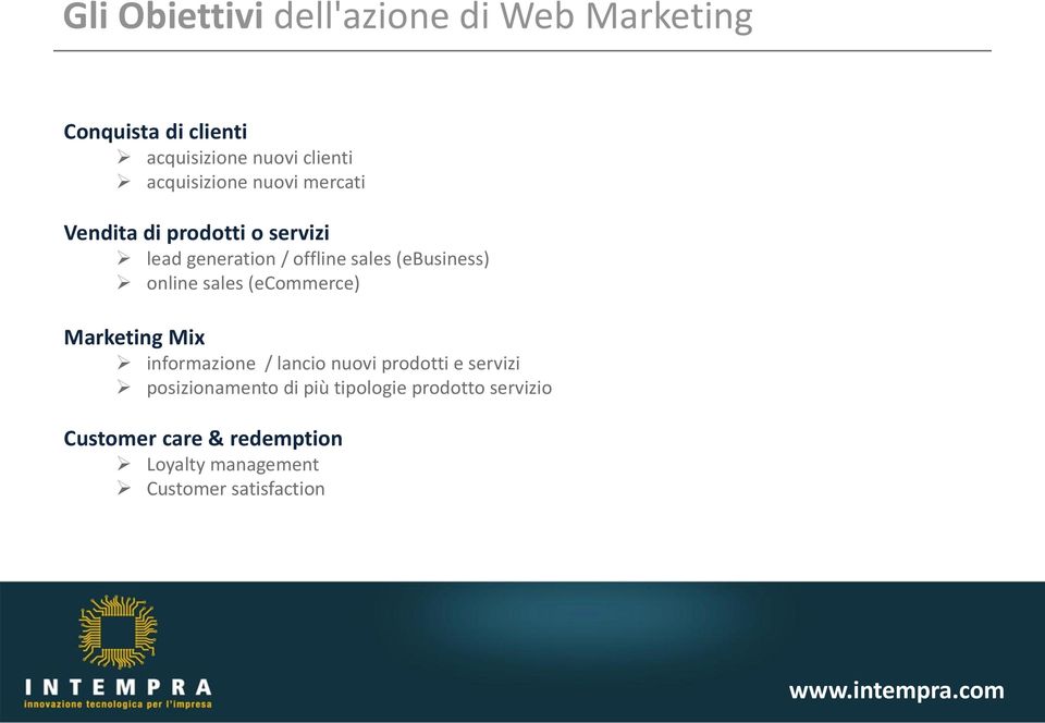 (ebusiness) online sales (ecommerce) Marketing Mix informazione / lancio nuovi prodotti e servizi