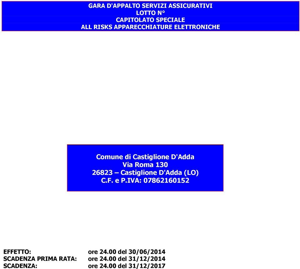 Castiglione D'Adda (LO) C.F. e P.IVA: 07862160152 EFFETTO: ore 24.