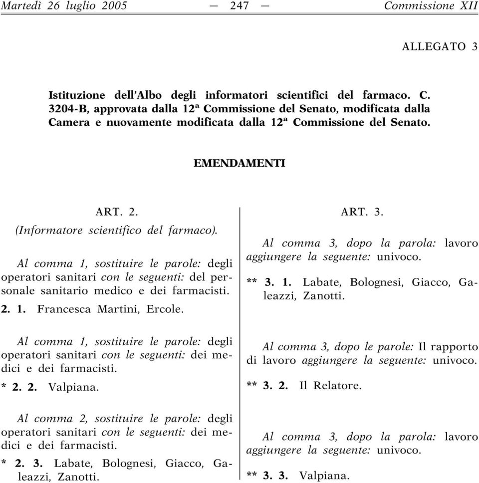 ART. 3. Al comma 3, dopo la parola: lavoro aggiungere la seguente: univoco. ** 3. 1. Labate, Bolognesi, Giacco, Galeazzi, Zanotti.