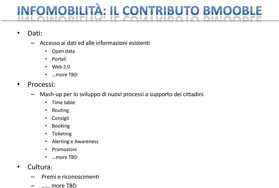 0 more TBD Processi: Mash-up per lo sviluppo di nuovi processi a