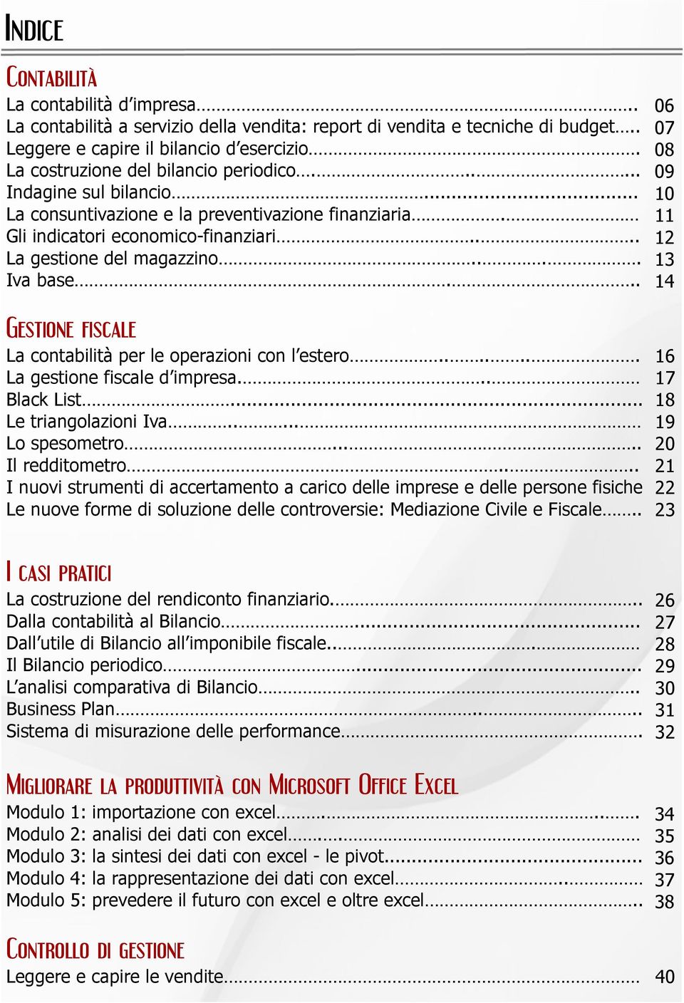 .. Gestionefiscale La contabilità per le operazioni con l estero....... La gestione fiscale d impresa... Black List... Le triangolazioni Iva..... Lo spesometro..... Il redditometro.