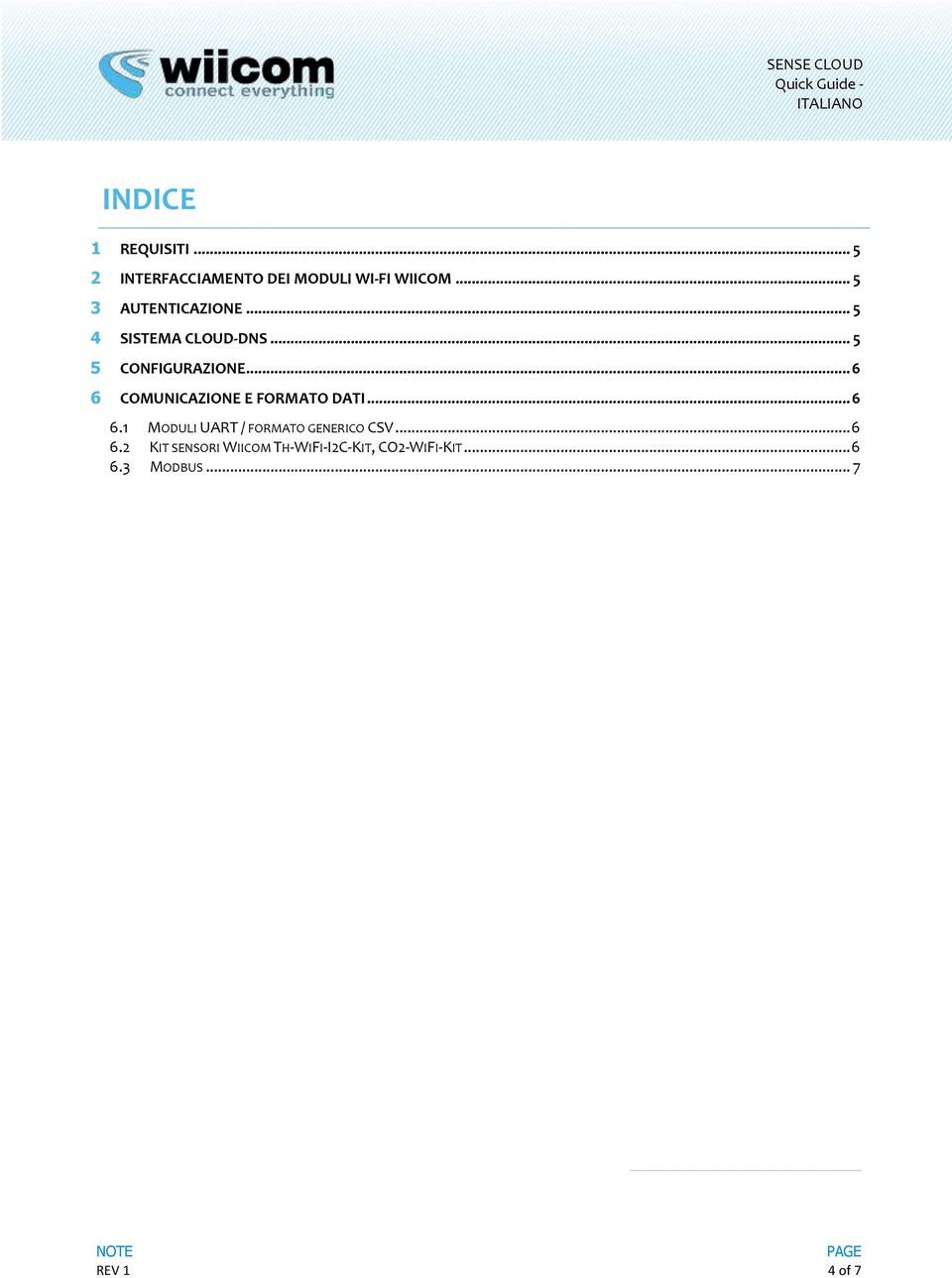 .. 6 6 COMUNICAZIONE E FORMATO DATI... 6 6.1 MODULI UART / FORMATO GENERICO CSV.