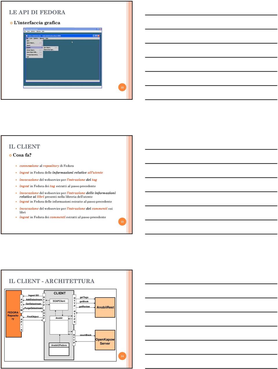 invocazione del webservice per l estrazione delle informazioni relative ai libri presenti nella libreria dell utente ingest in Fedora delle informazioni estratte al passo precedente invocazione del