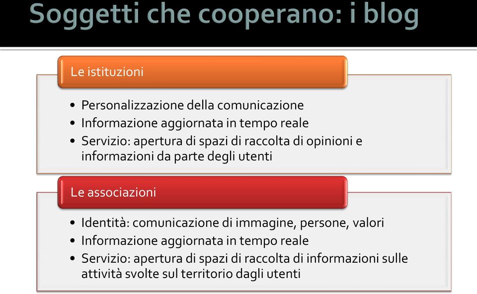 associazioni Identità: comunicazione di immagine, persone, valori Informazione aggiornata in tempo