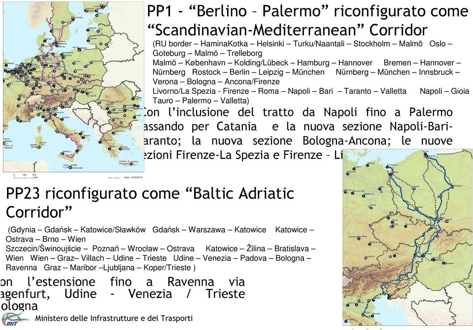 Valletta Napoli Gioia Tauro Palermo Valletta) Con l inclusione del tratto da Napoli fino a Palermo passando per Catania e la nuova sezione Napoli-Bari- Taranto; la nuova sezione Bologna-Ancona; le