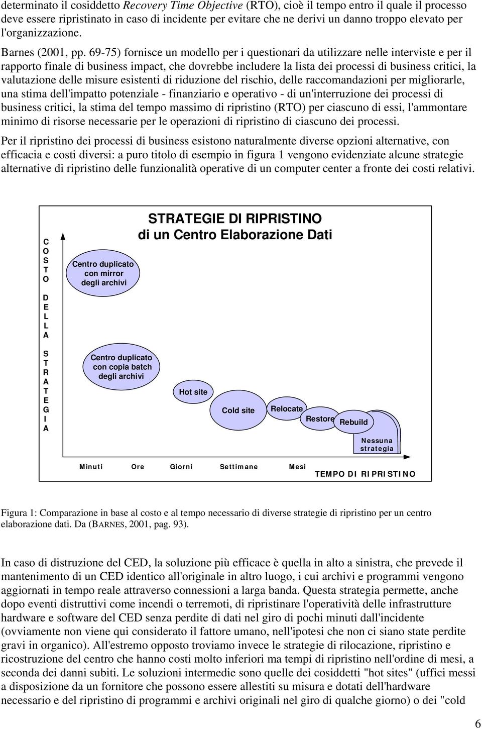 69-75) fornisce un modello per i questionari da utilizzare nelle interviste e per il rapporto finale di business impact, che dovrebbe includere la lista dei processi di business critici, la