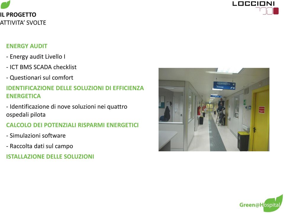 ENERGETICA -Identificazione di nove soluzioni nei quattro ospedali pilota CALCOLO DEI