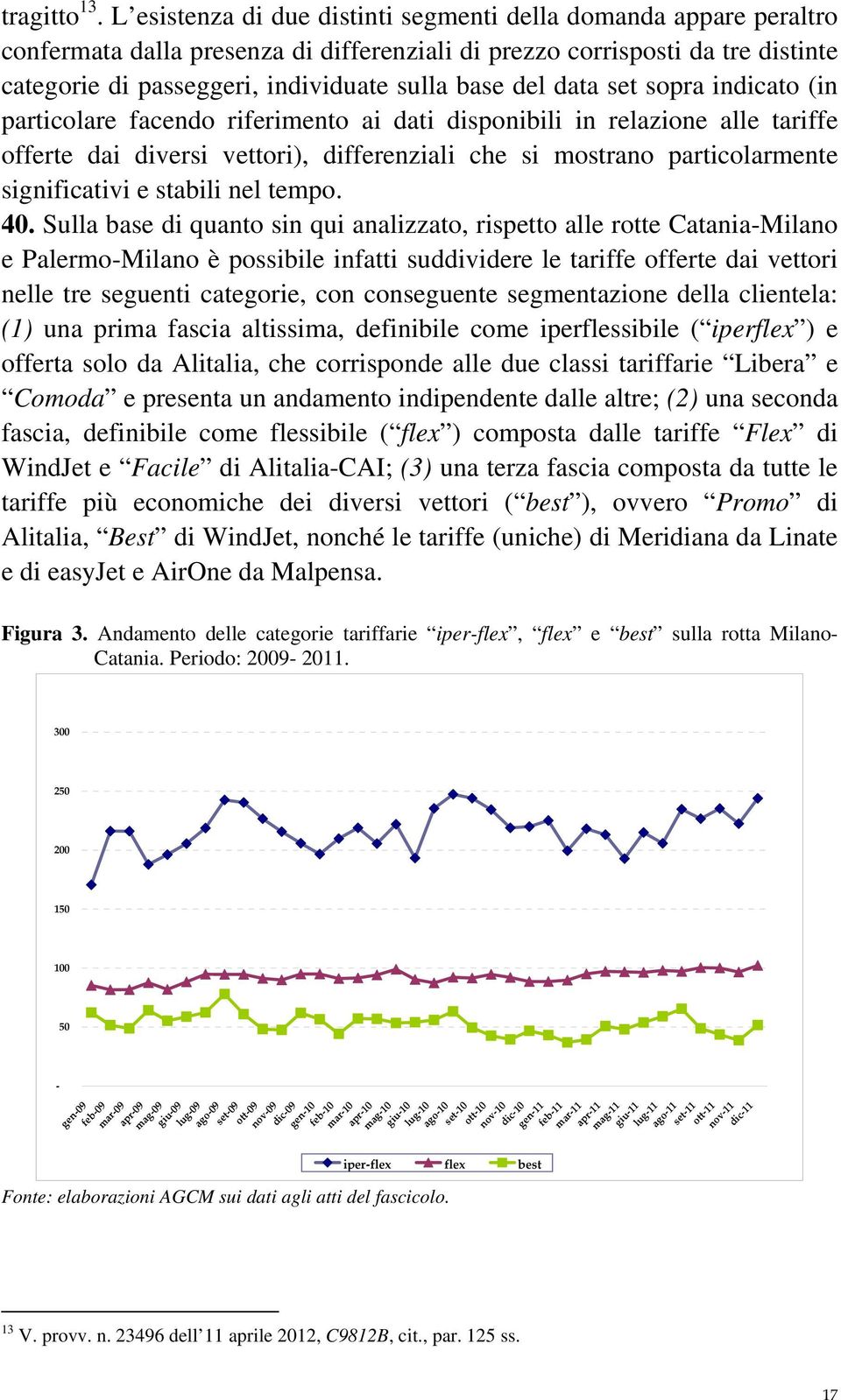 data set sopra indicato (in particolare facendo riferimento ai dati disponibili in relazione alle tariffe offerte dai diversi vettori), differenziali che si mostrano particolarmente significativi e