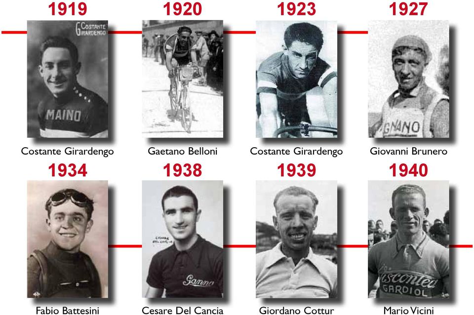 Girardengo 1939 Giovanni Brunero 1940 Fabio