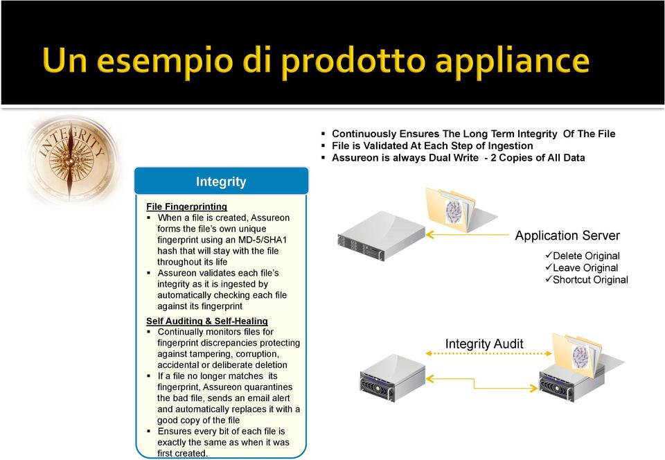 automatically checking each file against its fingerprint Self Auditing & Self-Healing Continually monitors files for fingerprint discrepancies protecting against tampering, corruption, accidental or