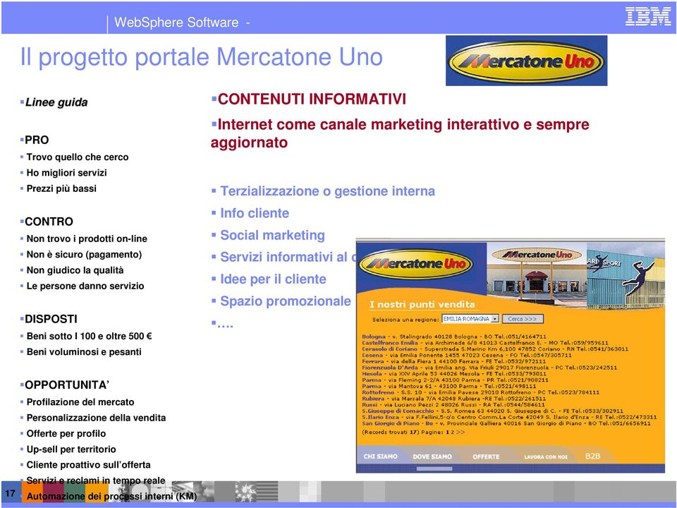 sempre aggiornato Terzializzazione o gestione interna Info cliente Social marketing Servizi informativi al cliente Idee per il cliente Spazio promozionale.