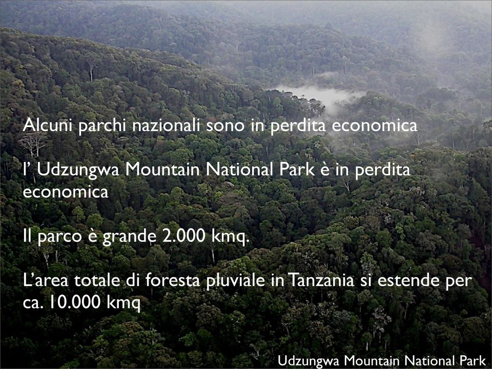 perdita economica Il parco è grande 2.000 kmq.