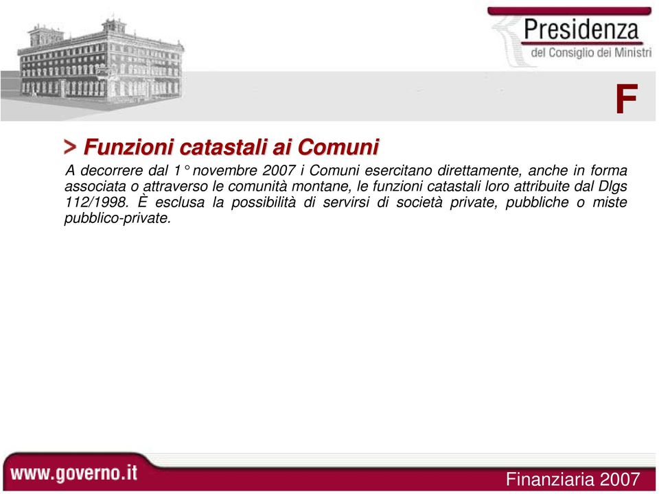 montane, le funzioni catastali loro attribuite dal Dlgs 112/1998.