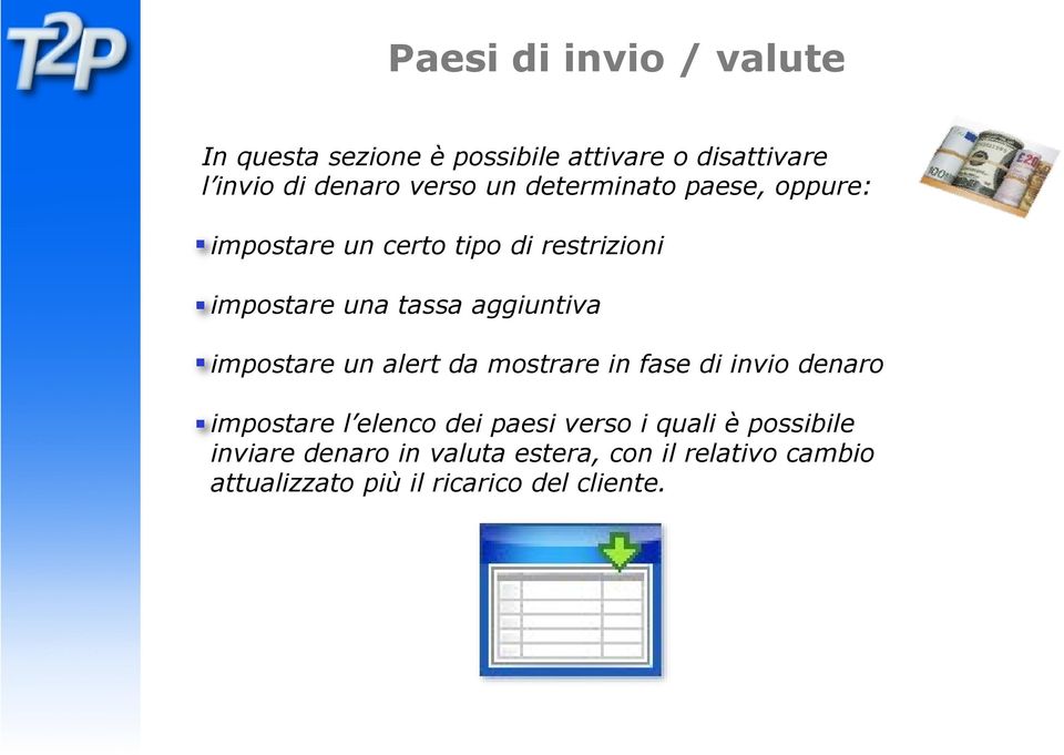 impostare un alert da mostrare in fase di invio denaro impostare l elenco dei paesi verso i quali è