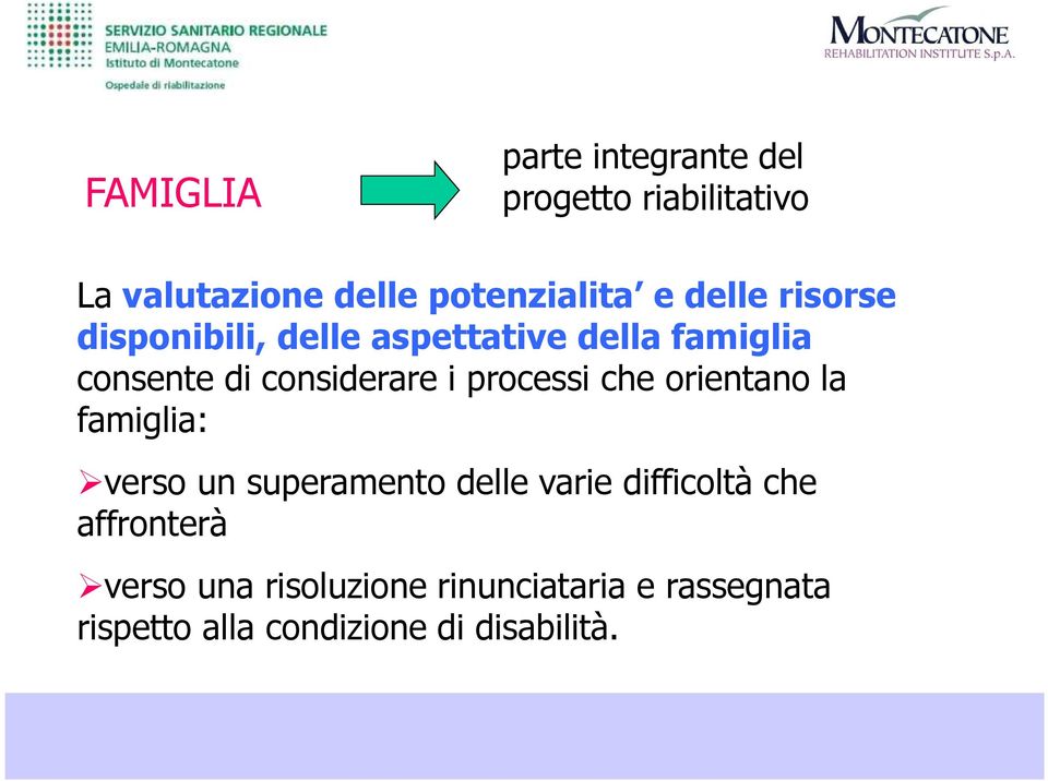 processi che orientano la famiglia: verso un superamento delle varie difficoltà che