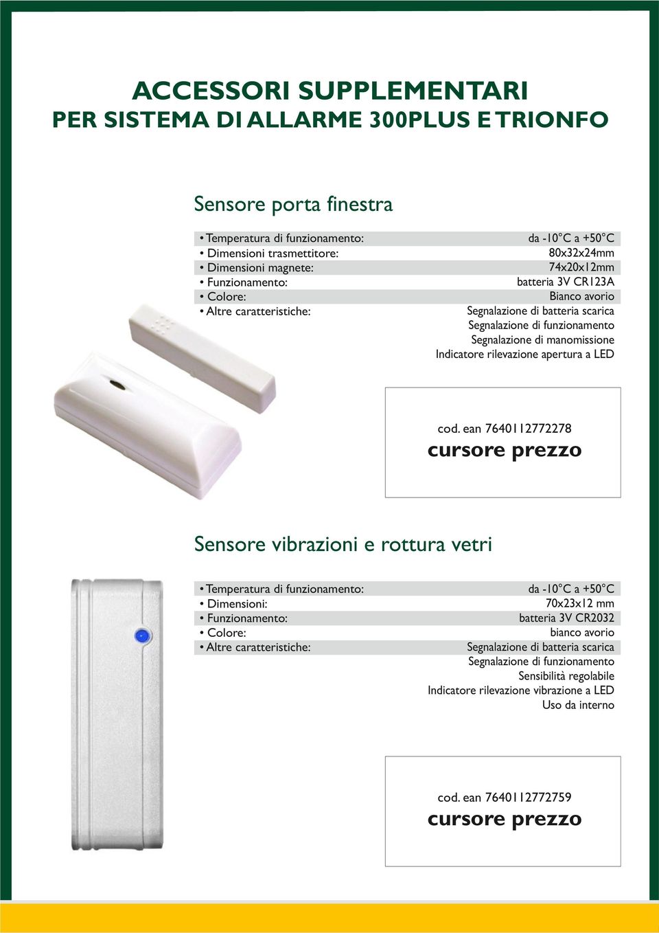 rilevazione apertura a LED cod.