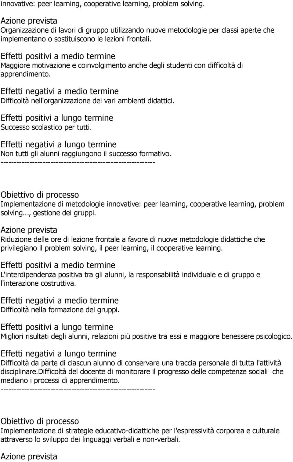 Effetti positivi a medio termine Maggiore motivazione e coinvolgimento anche degli studenti con difficoltà di apprendimento.