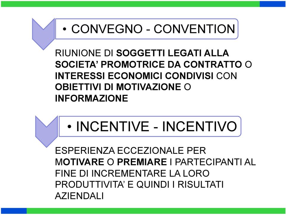 INFORMAZIONE INCENTIVE - INCENTIVO ESPERIENZA ECCEZIONALE PER MOTIVARE O