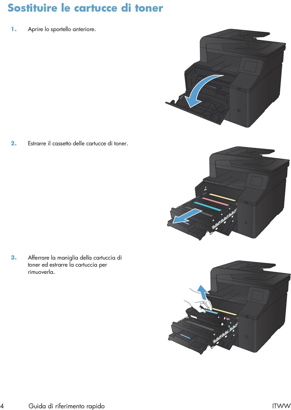 Estrarre il cassetto delle cartucce di toner. 3.