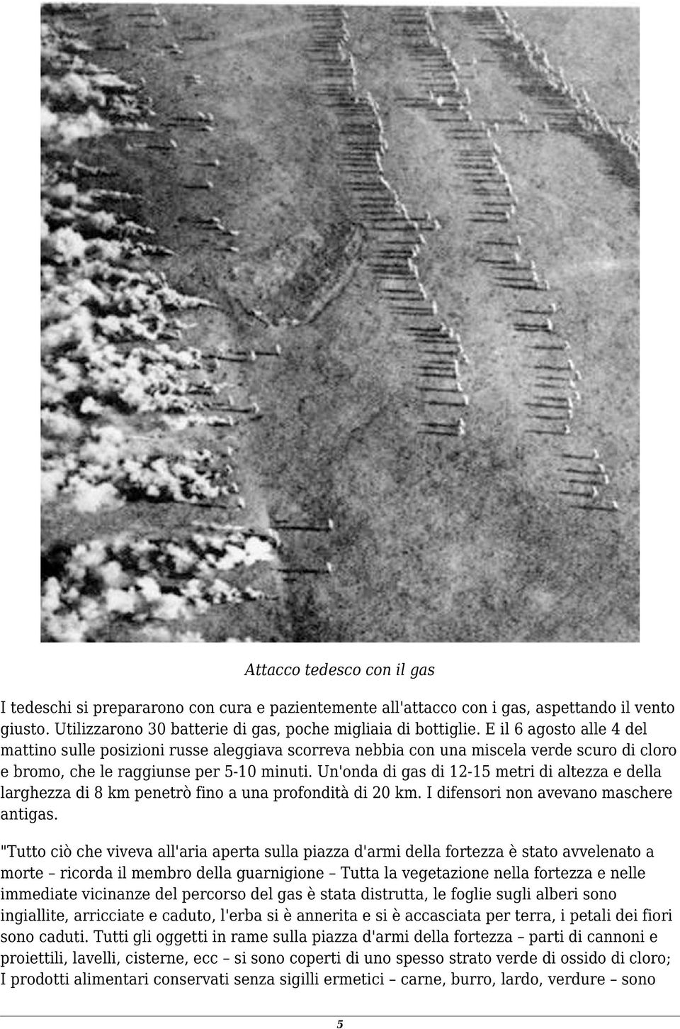 Un'onda di gas di 12-15 metri di altezza e della larghezza di 8 km penetrò fino a una profondità di 20 km. I difensori non avevano maschere antigas.