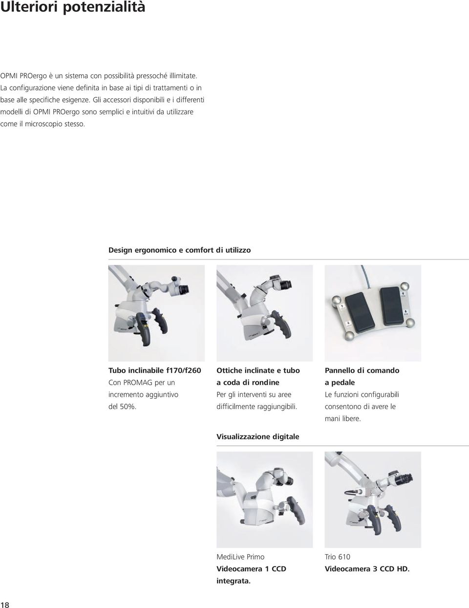 Gli accessori disponibili e i differenti modelli di OPMI PROergo sono semplici e intuitivi da utilizzare come il microscopio stesso.