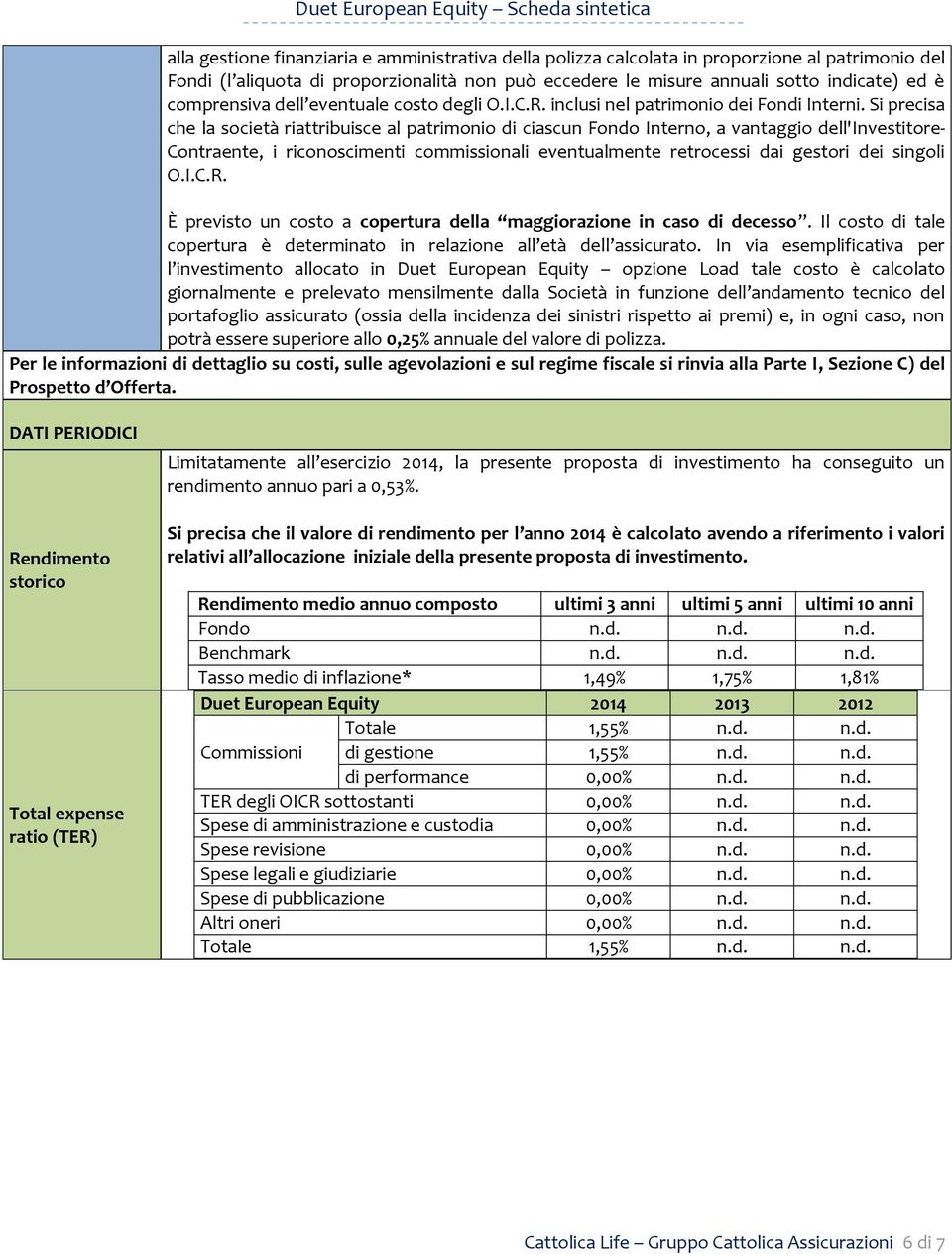 Si precisa che la società riattribuisce al patrimonio di ciascun Fondo Interno, a vantaggio dell'investitore- Contraente, i riconoscimenti commissionali eventualmente retrocessi dai gestori dei