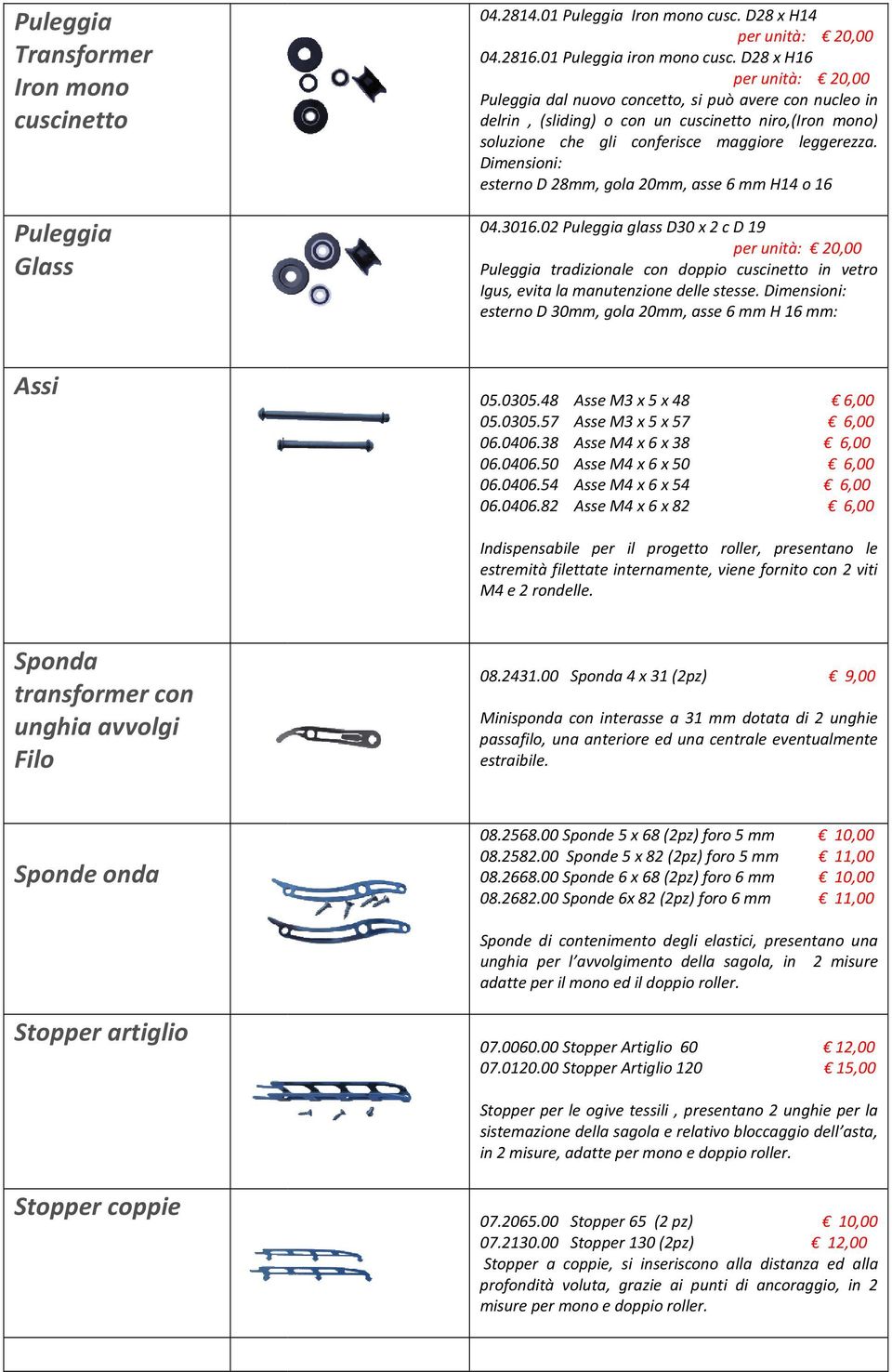 Dimensioni: esterno D 28mm, gola 20mm, asse 6 mm H14 o 16 04.3016.