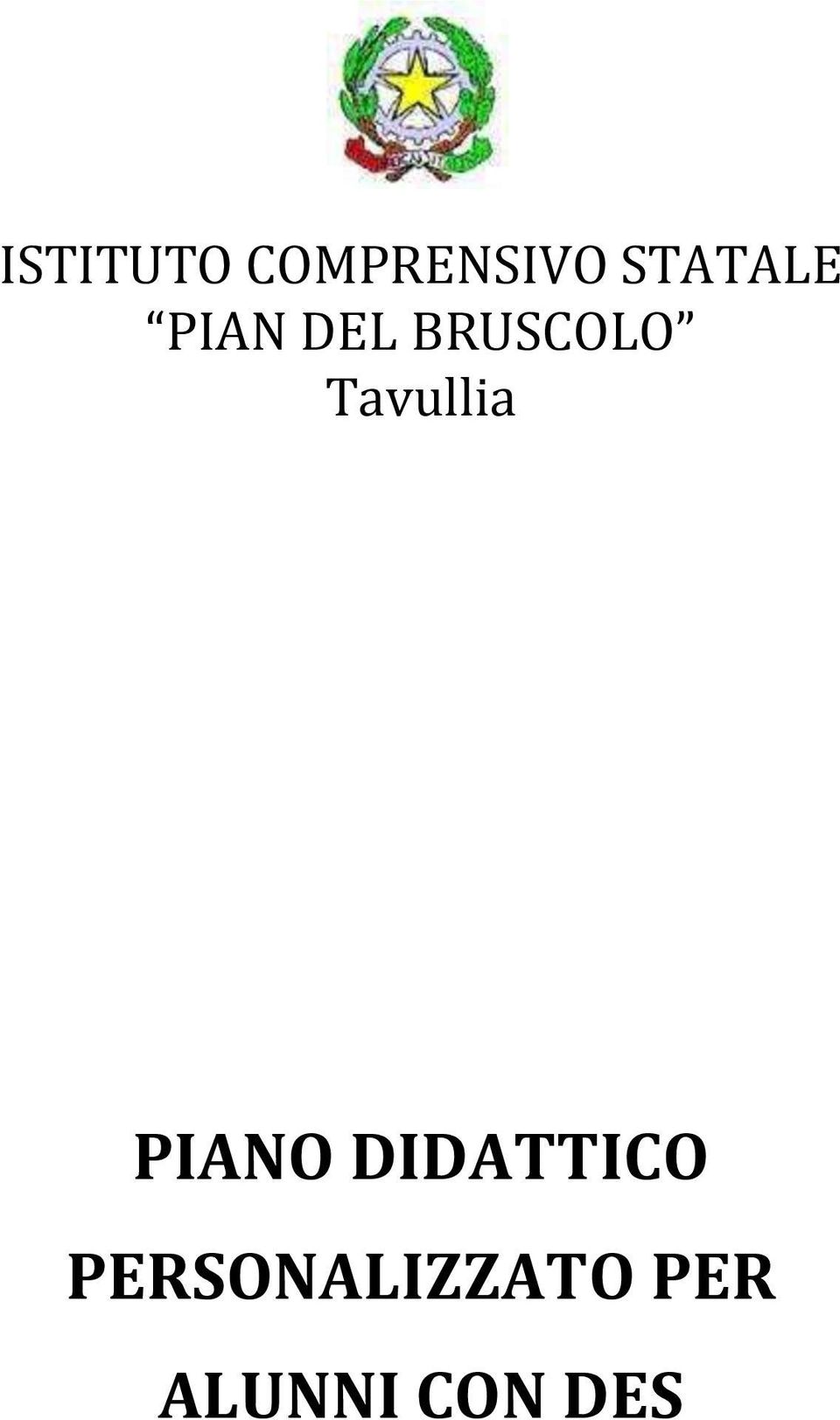 Tavullia PIANO DIDATTICO