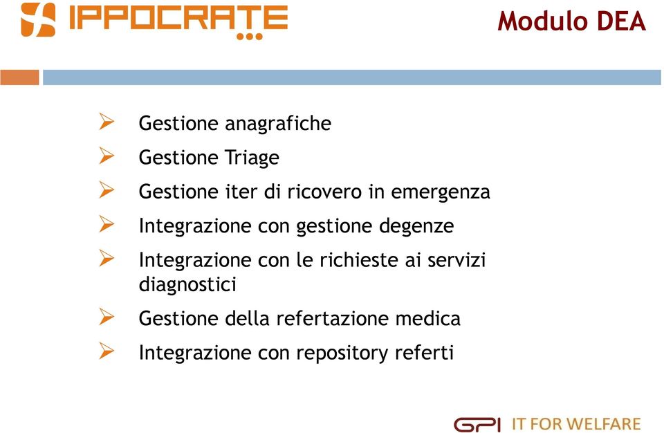 degenze Integrazione con le richieste ai servizi diagnostici