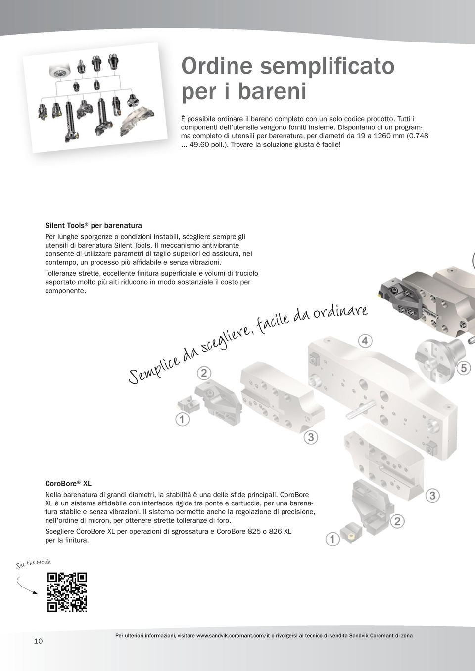 Silent Tools per barenatura Per lunghe sporgenze o condizioni instabili, scegliere sempre gli utensili di barenatura Silent Tools.